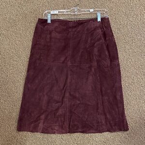 KORS Michael Kors suede Deep Burgundy A-Line Skirt knee length skirt
